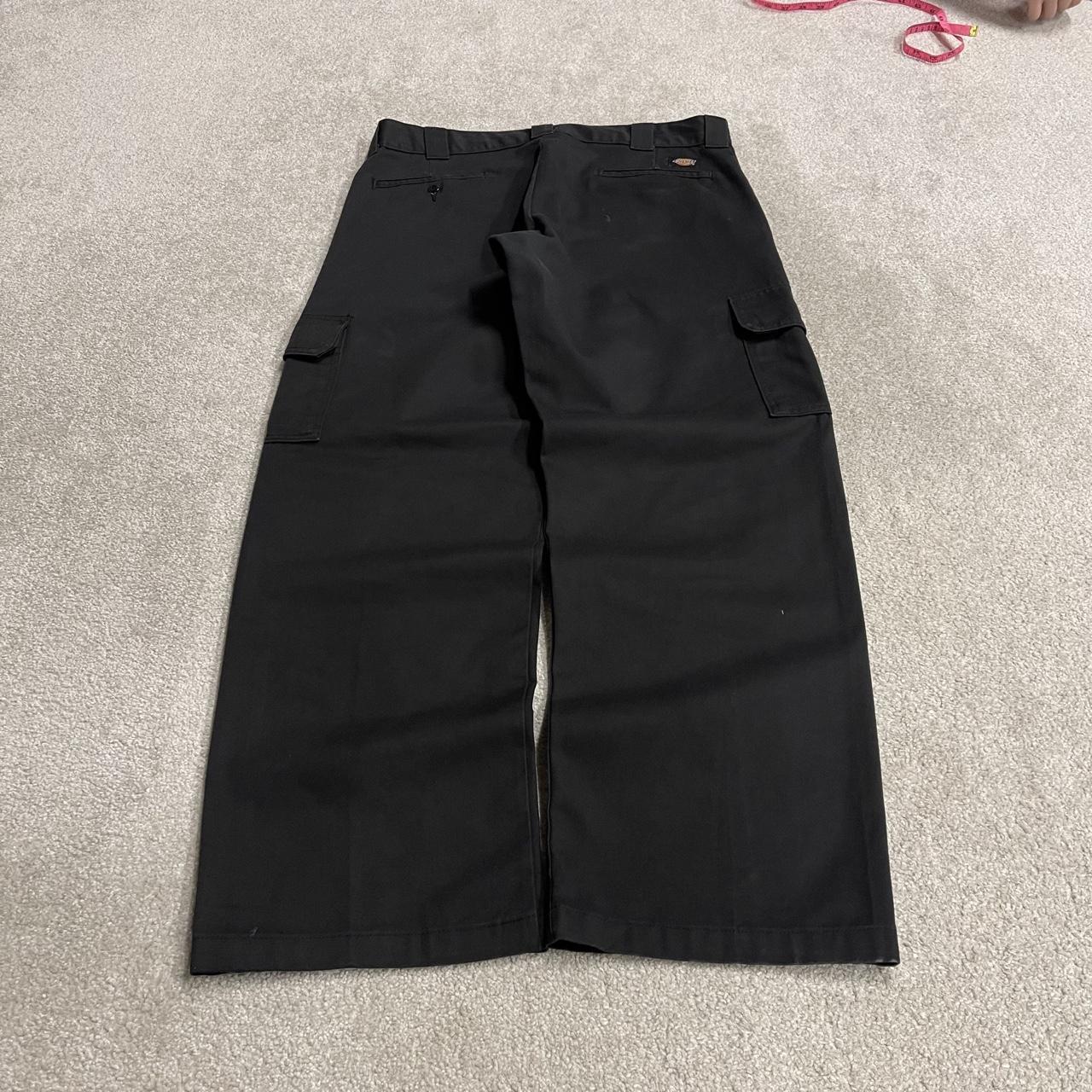 Y2K Dickies baggy cargo pants black W36L32 Wide leg relaxed straight chino style skate work trousers