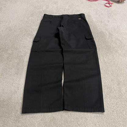 Y2K Dickies baggy cargo pants black W36L32 Wide leg relaxed straight chino style skate work trousers