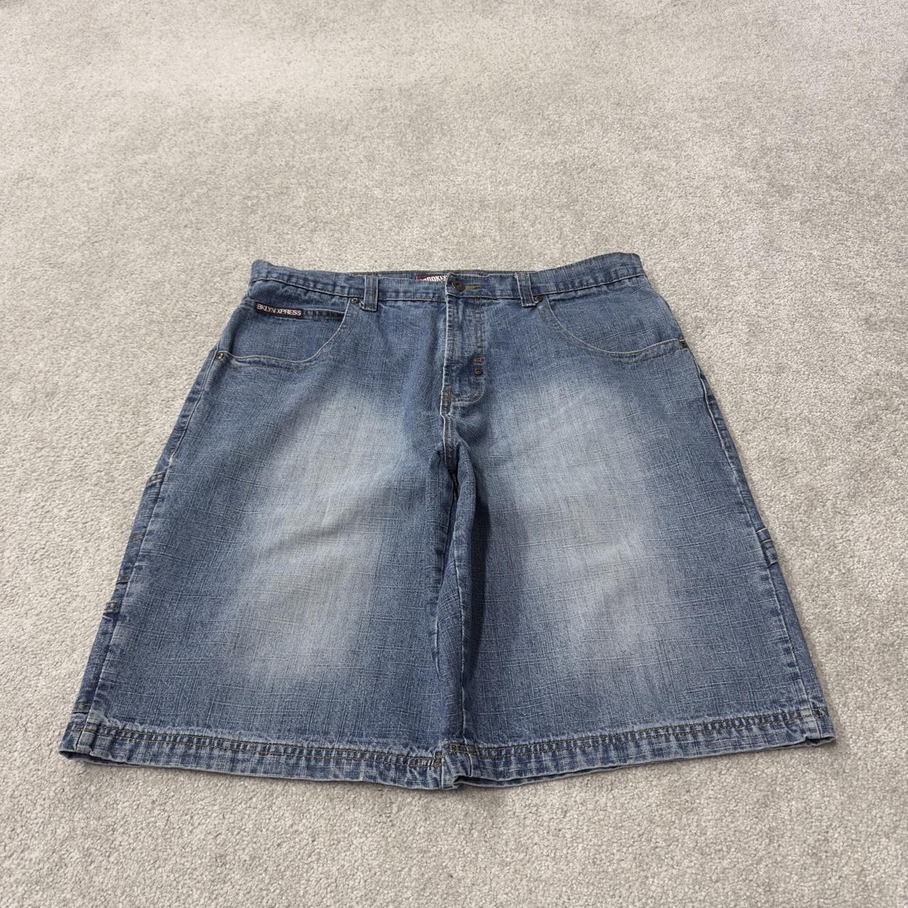 Extra baggy denim carpenter shorts y2k blue Brooklyn Xpress long wide leg summer jorts