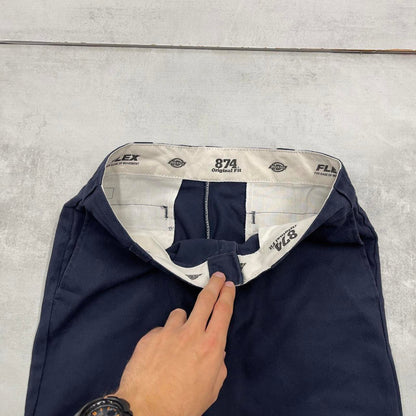 Dickies 874 Pants W32L32 navy 90s twill style chino skater trousers