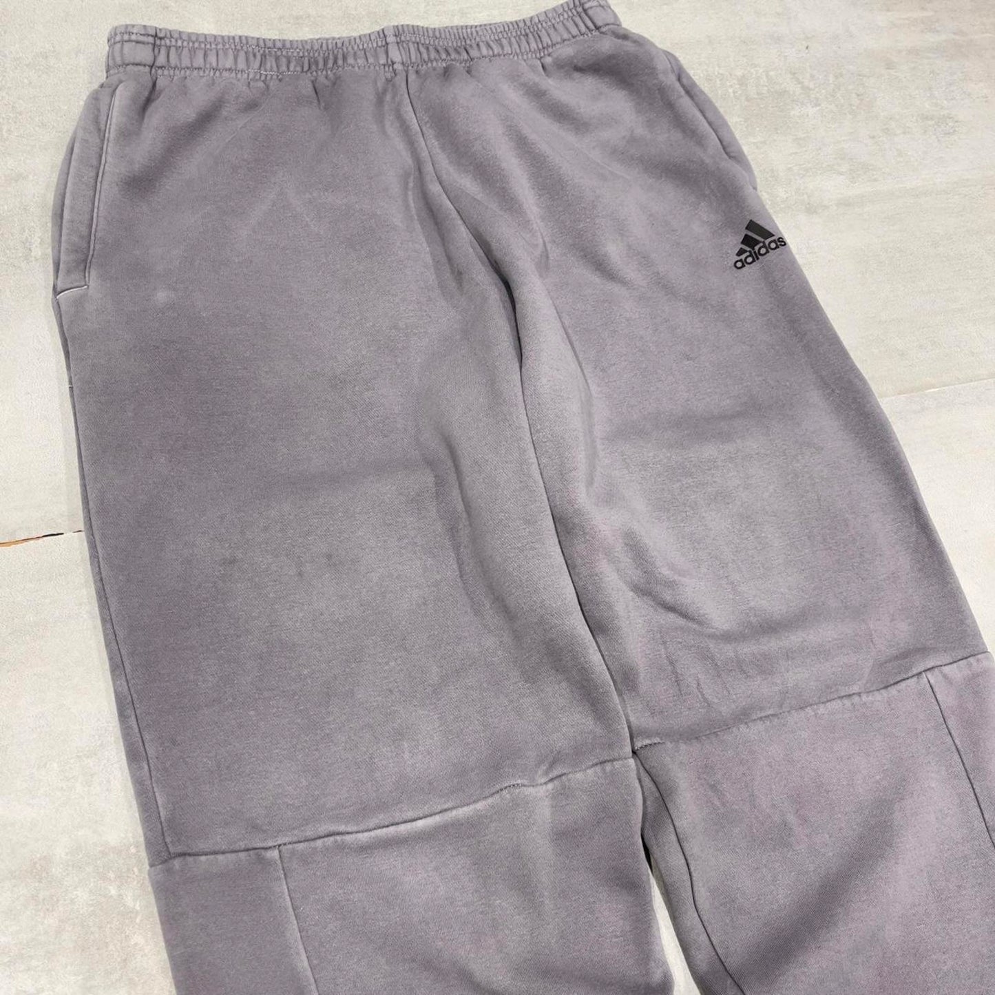 Y2k Adidas tracksuit bottoms Large men's grey joggers casual sports gym wear track pants soft
