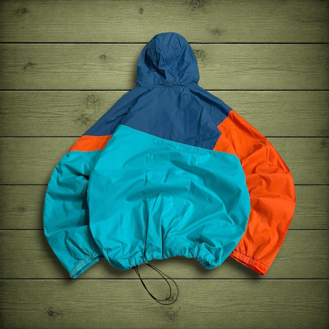 Oakley technical windbreaker jacket colour block paneled blue orange pull over half zip y2k