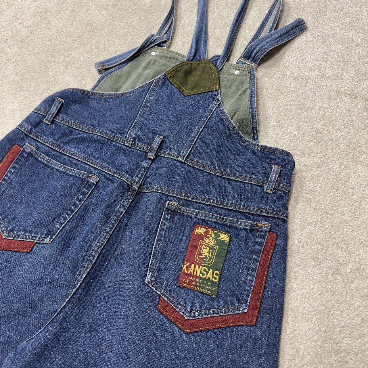 Vintage denim dungarees 00s Kansas jeans overalls blue bib & brace overalls colour block