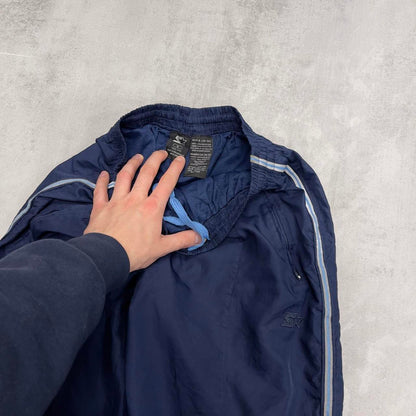Navy Starter tracksuit bottoms S Loose y2k shell suit trackies
