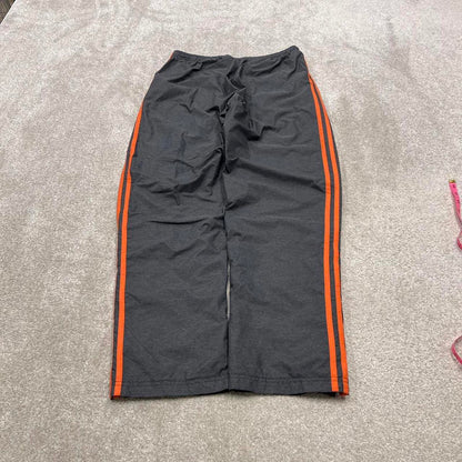 Y2K Adidas tracksuit bottoms grey Loose leg lined orange striped track pants