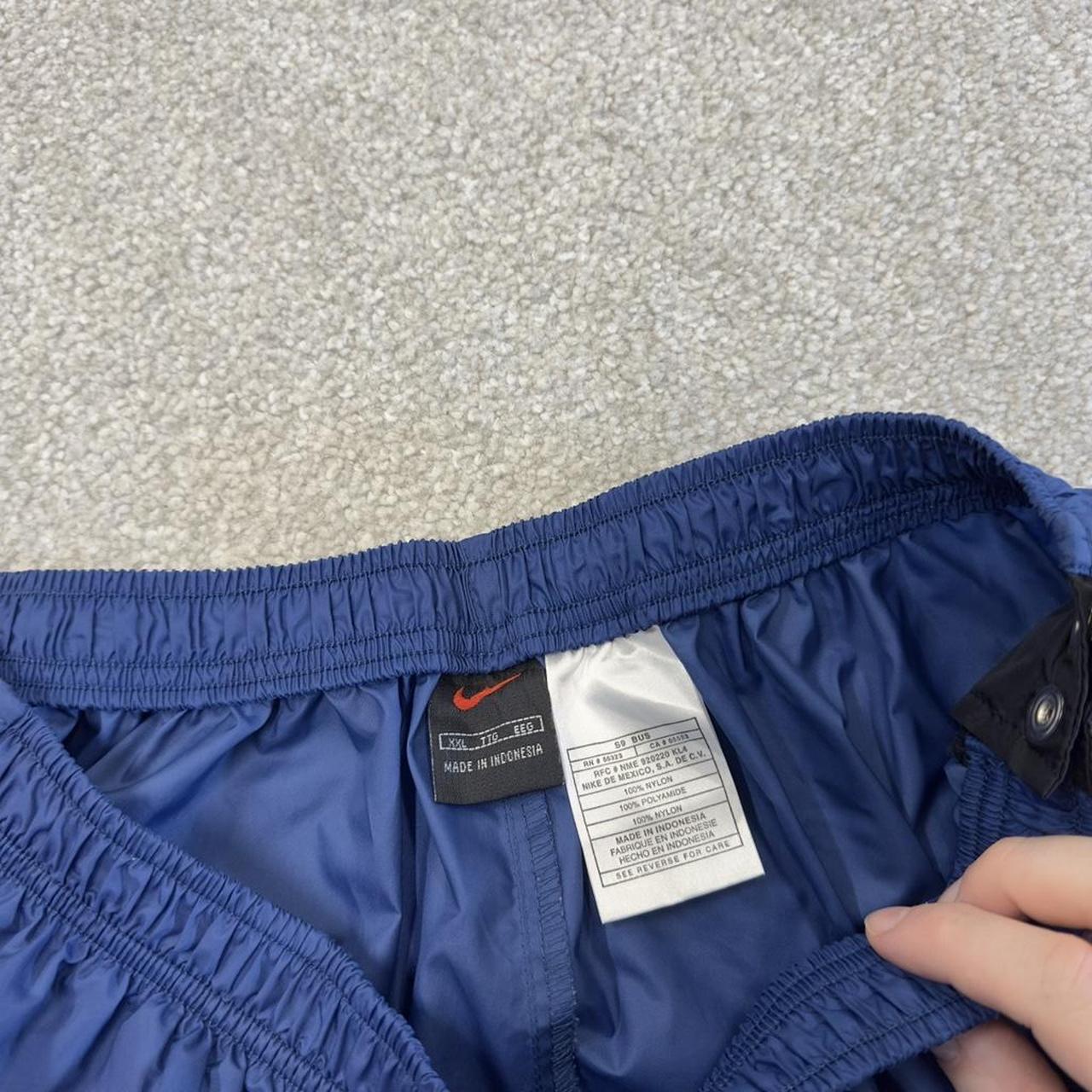Y2K Nike baggy tracksuit bottoms wide leg navy Wide leg full popper leg swoosh logo track pants