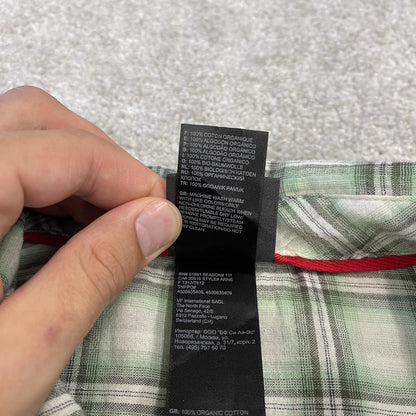 North Face checkered short sleeve shirt y2k green TNF surf style check shirt button summer