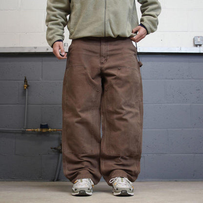 Carhartt double knee carpenter jeans brown  canvas W38L30 90s style thick loose leg cargos
