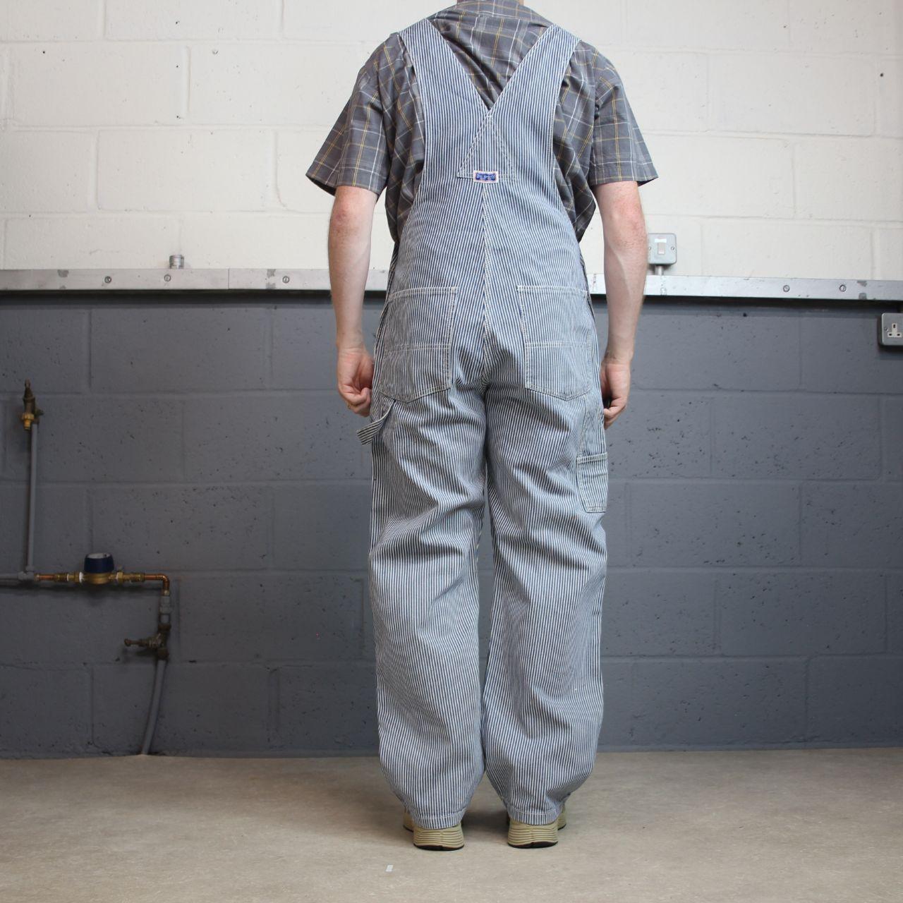 Vintage striped dungarees blue white denim overalls y2k Big Smith workwear bib & brace utility