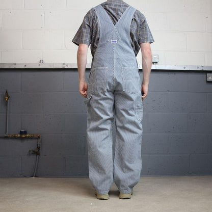 Vintage striped dungarees blue white denim overalls y2k Big Smith workwear bib & brace utility
