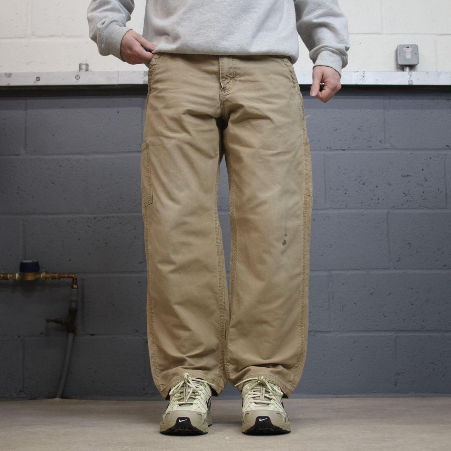 Carhartt baggy carpenter pants wide leg sand brown Canvas skater cargo work pants