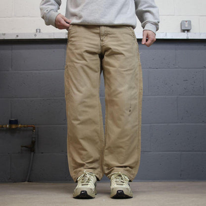 Carhartt baggy carpenter pants wide leg sand brown Canvas skater cargo work pants