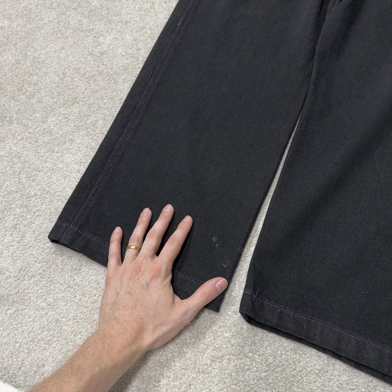 Y2K embroidered baggy jeans W38L31 2000s black Loose fit Rich Kid Jeans skater surf style jeans