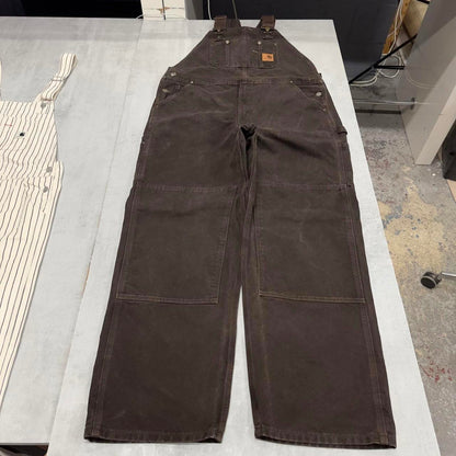 Brown Carhartt dungarees W40L32 mens canvas overalls utility worker