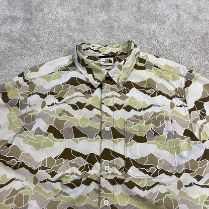 North Face funky pattern short sleeve shirt TNF camo style festival surf shirt