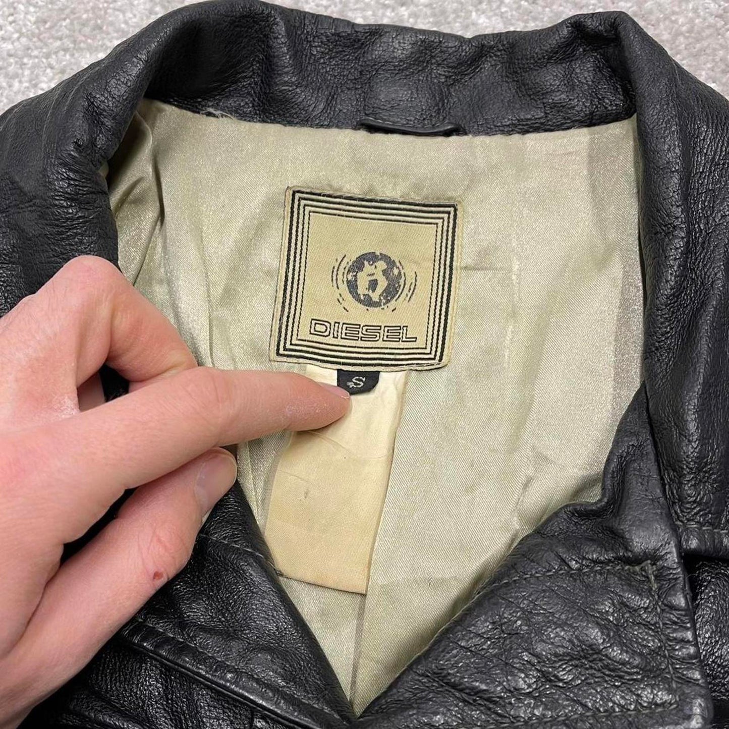 Vintage Diesel leather jacket black Diesel boxy genuine leather coat
