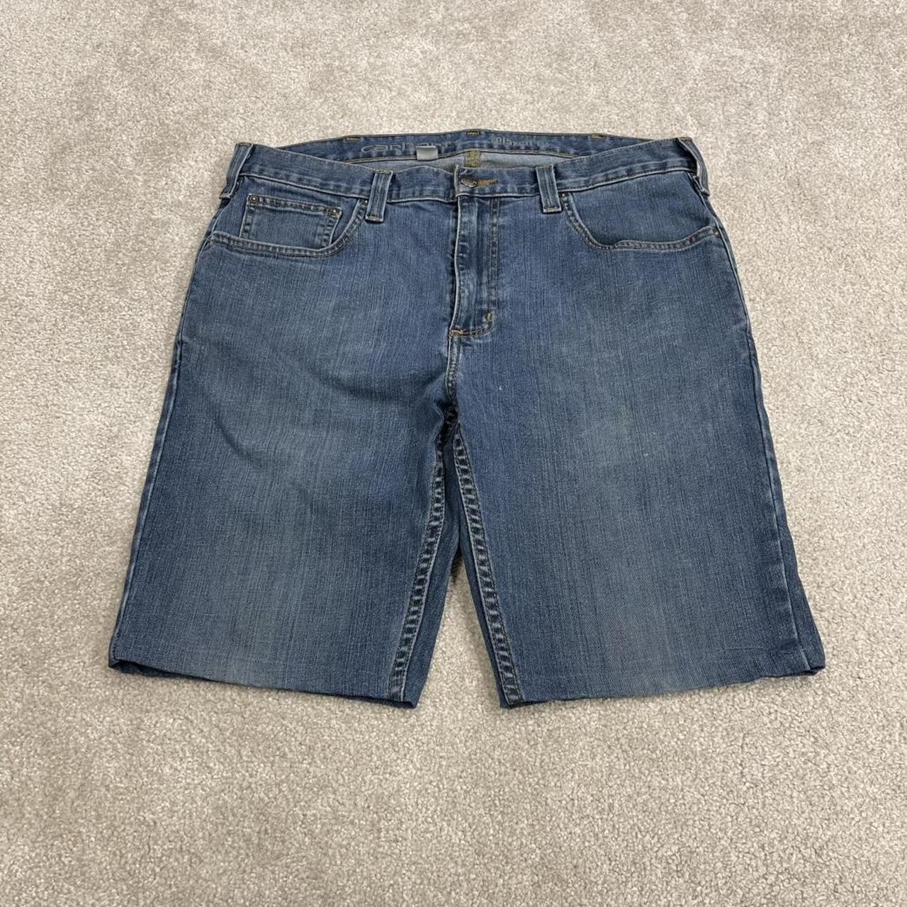 Carhartt denim shorts y2k faded blue Loose relaxed fit skater style work jorts