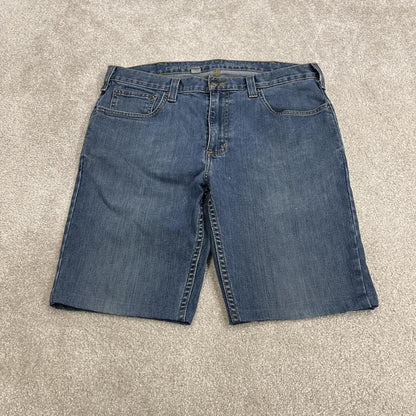 Carhartt denim shorts y2k faded blue Loose relaxed fit skater style work jorts