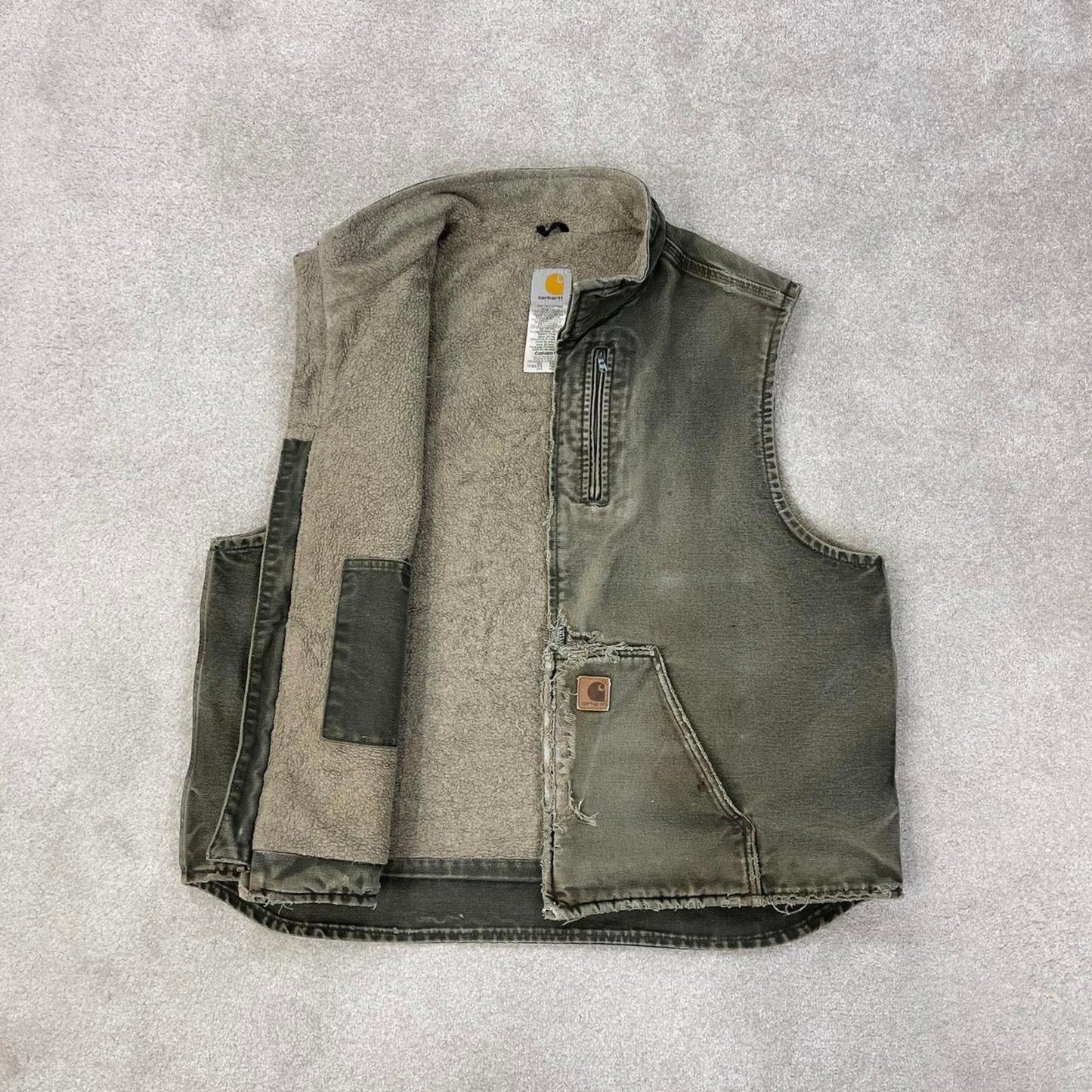 Green vintage Carhartt gilet 2XL sandstone canvas