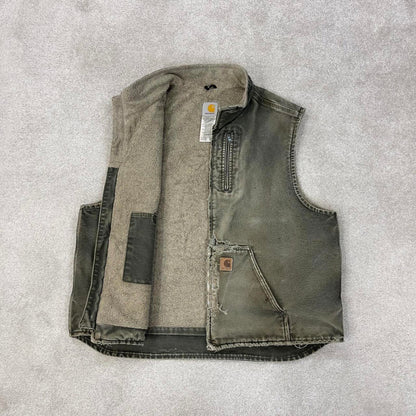 Green vintage Carhartt gilet 2XL sandstone canvas