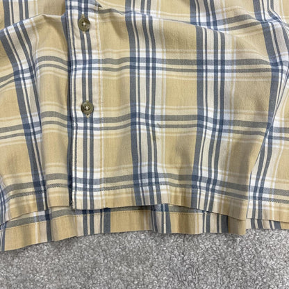 Columbia checkered short sleeve shirt surf yellow Y2K festival button down check shirt summer