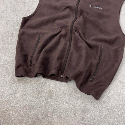 Y2K Columbia technical fleece gilet XL brown men’s zip up embroidered logo