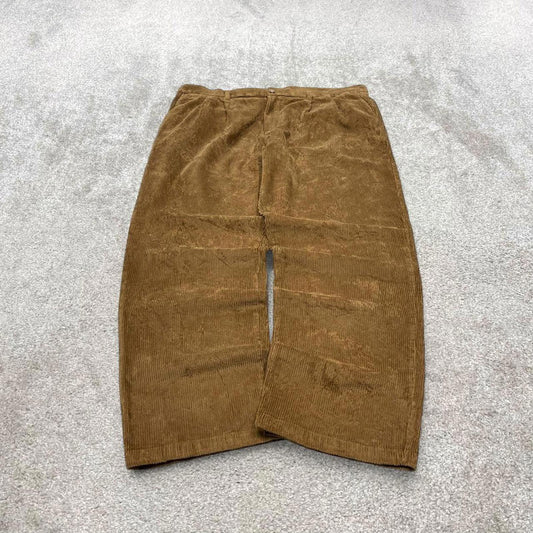 Vintage baggy pleated corduroy pants brown Wide wale Amazon essentials chunky jumbo cord trousers