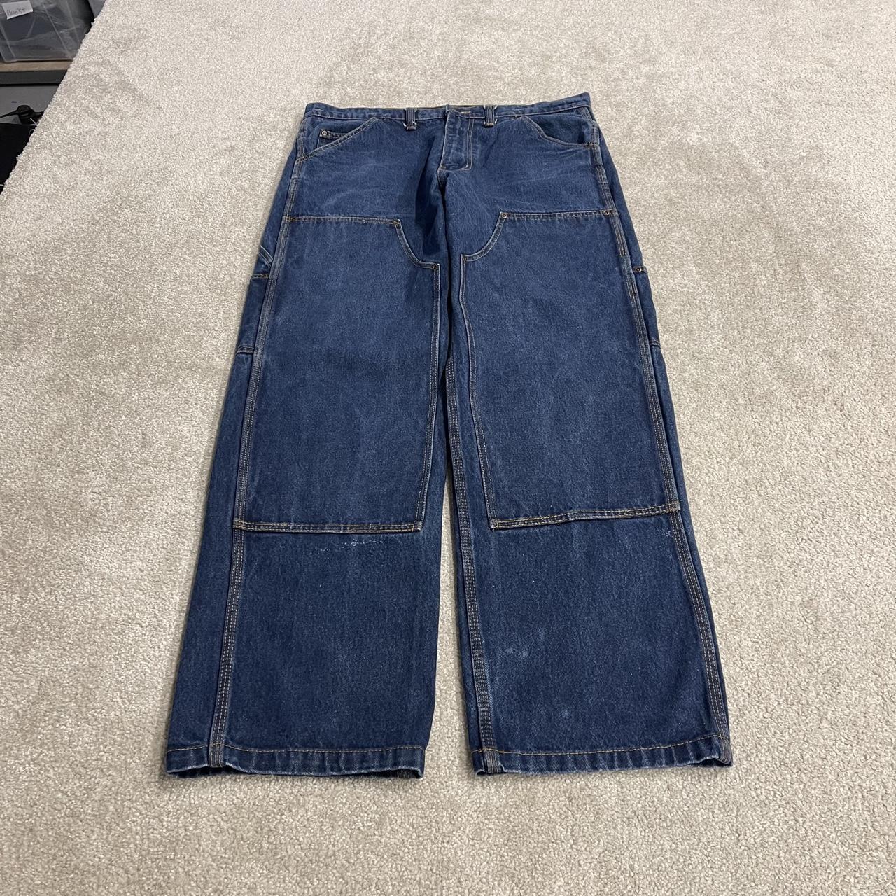 Baggy double knee carpenter jeans y2k W36L32 blue Wild Ass thick heavy denim skater work cargos