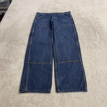 Baggy double knee carpenter jeans y2k W36L32 blue Wild Ass thick heavy denim skater work cargos
