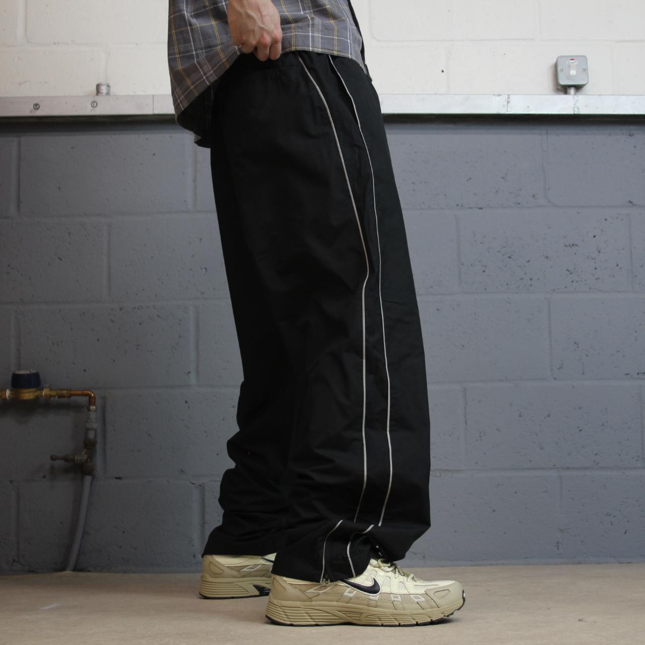 Y2K Nike baggy tracksuit bottoms black L Loose track pants embroidered logos drawstring