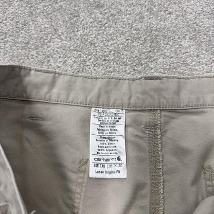 baggy vintage Carhartt carpenter pants beige y2k Loose leg 2000s style skater workwear cargos