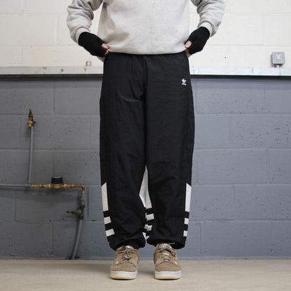 Black Adidas trackies 14 loose y2k style joggers adjustable stripe detail track pants