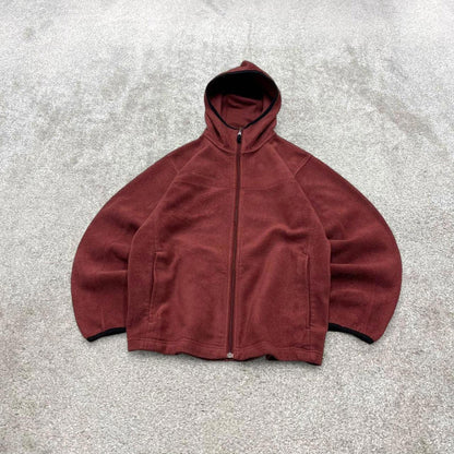 00s Columbia technical fleece jacket 14/16 youth red full zip up y2k style autumn