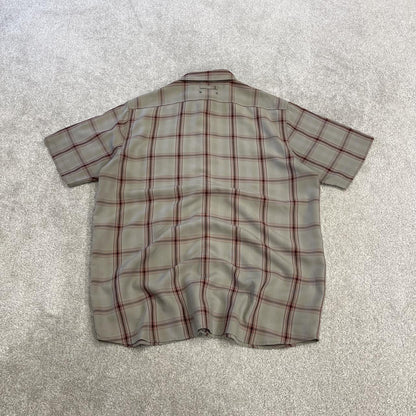 North Face checkered short sleeve shirt khaki TNF surf style check shirt button down summer