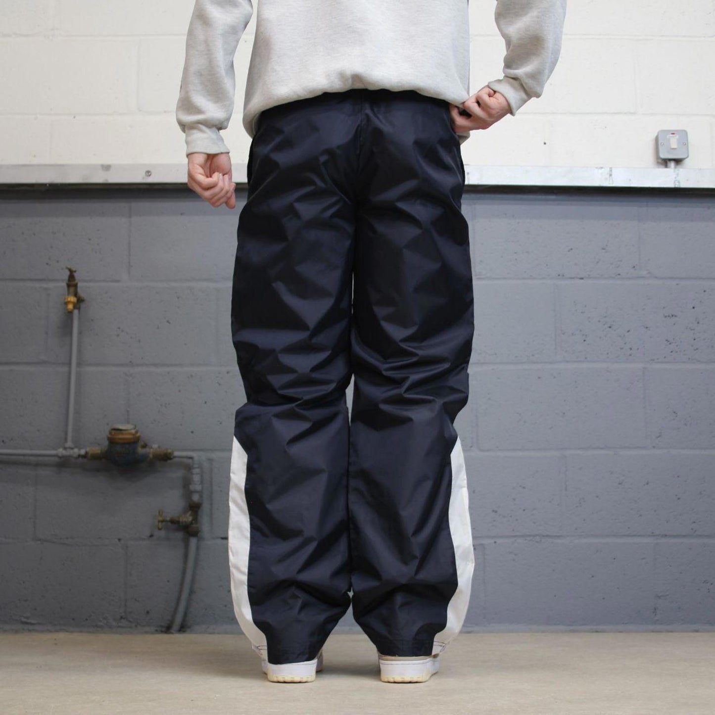 Navy Champion trackies Small loose y2k floaty leg joggers embroidered logo