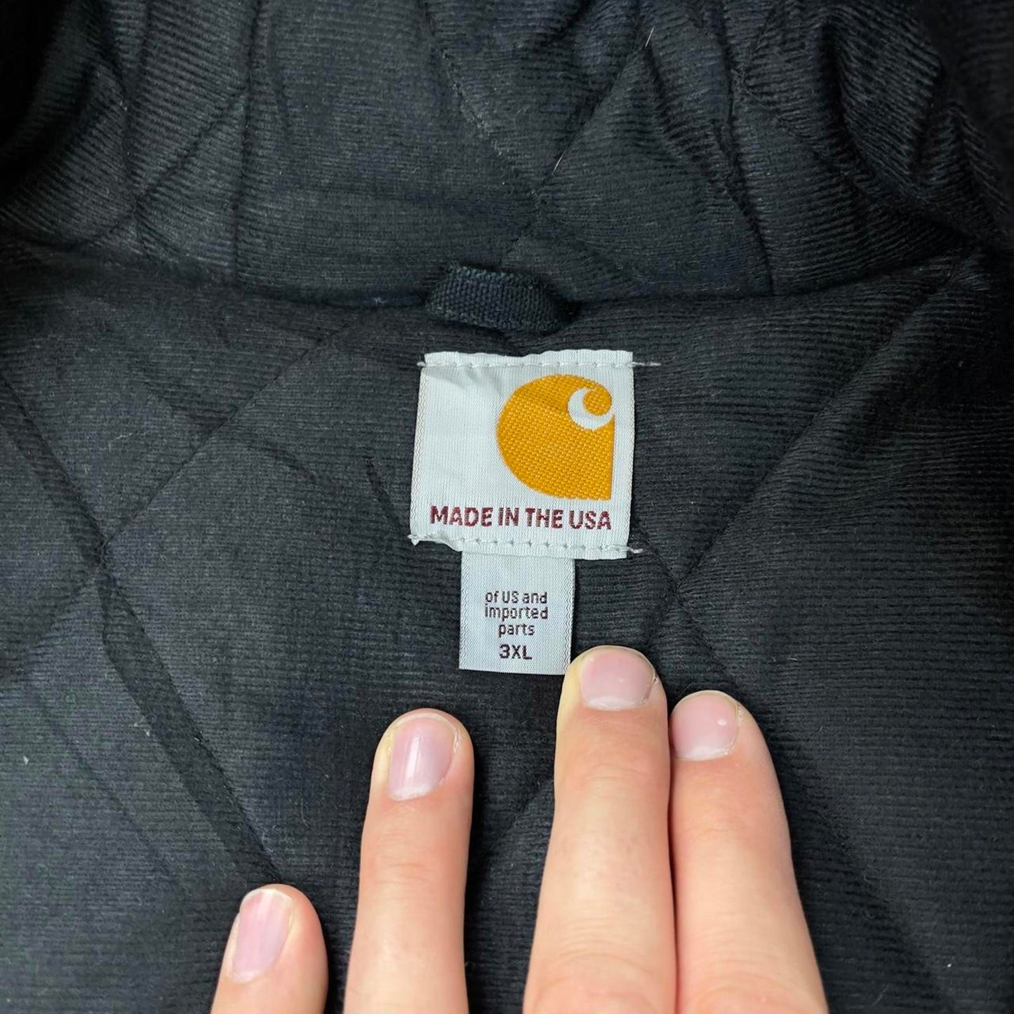 Black Carhartt hooded active jacket 3XL canvas bomber American