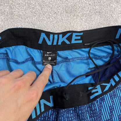 Nike sports shorts y2k patterned blue Basketball style comfy floaty summer gym shorts
