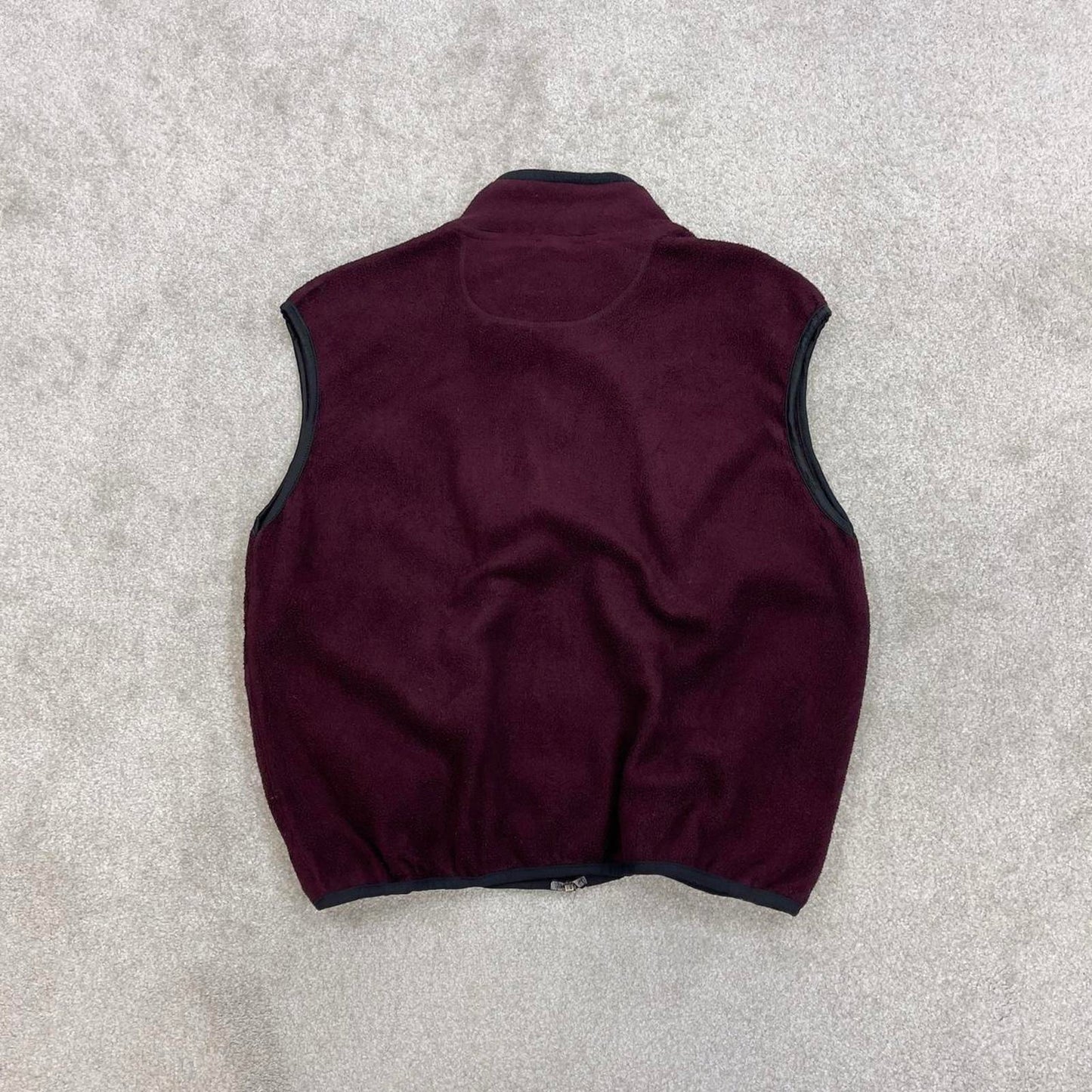 Y2K Champion technical fleece gilet M burgundy men’s zip up embroidered logo outdoors hiking autumn