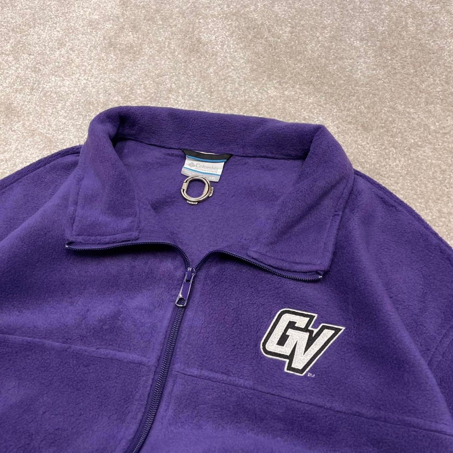 00s Columbia technical fleece XXL men's purple full zip up y2k style autumn adjustable waist