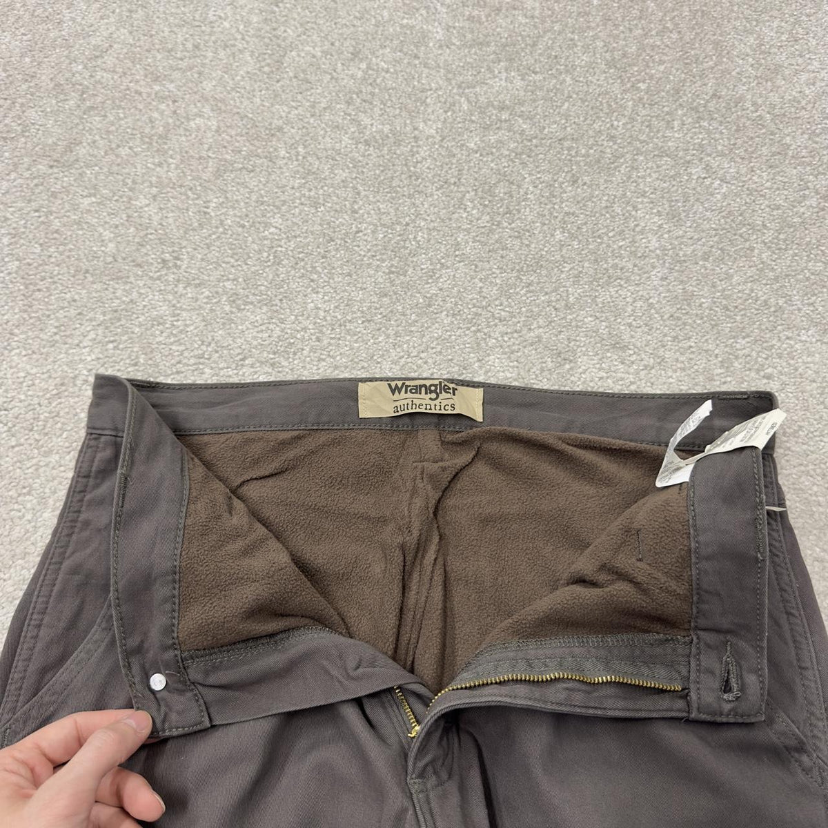 Wrangler fleece lined cargo pants y2k grey Straight leg skater work utility pants