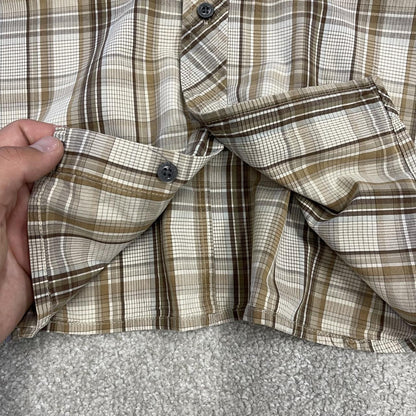 North Face checkered short sleeve shirt brown TNF festival style surf check shirt