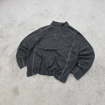 Grey Columbia technical fleece Medium 1/4 zip up y2k style lightweight autumn outdoors wear casual