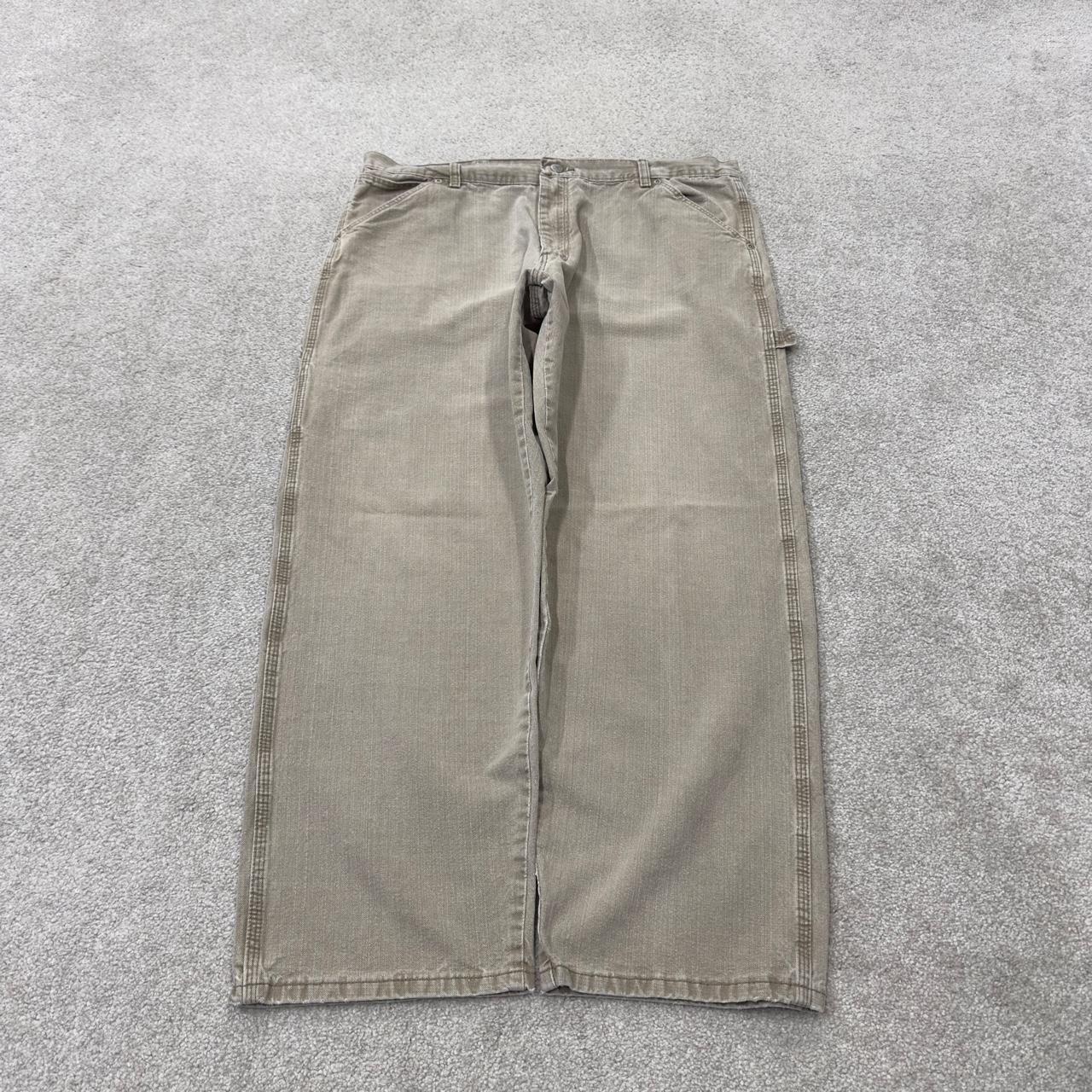 Baggy Wrangler carpenter jeans y2k washed beige denim Wide leg skater 2000s style utility cargo pant