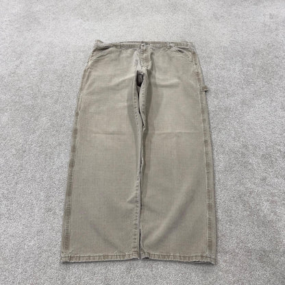 Baggy Wrangler carpenter jeans y2k washed beige denim Wide leg skater 2000s style utility cargo pant