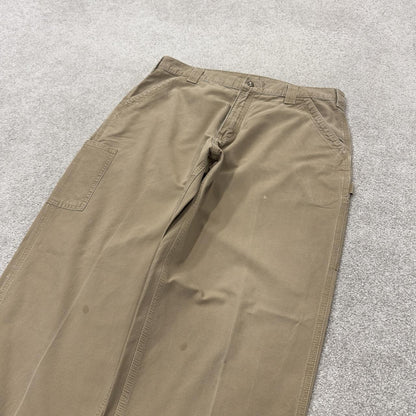 Tan baggy vintage Carhartt carpenter pants y2k Loose leg skater 2000s style workwear cargos