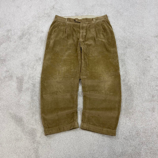 Vintage Ballin khaki tan wide wale corduroy trousers W38L30 jumbo cords 90s skate style pants
