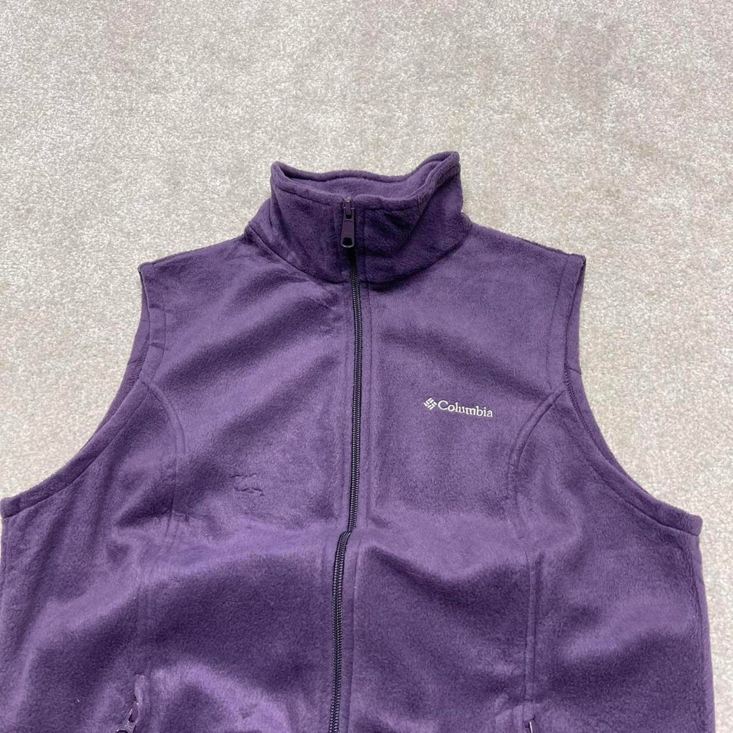 Purple Columbia technical fleece gilet Large women's y2k style full zip up autumn
