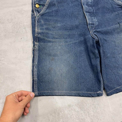 Vintage Key dungaree shorts W32 USA blue mens denim overalls