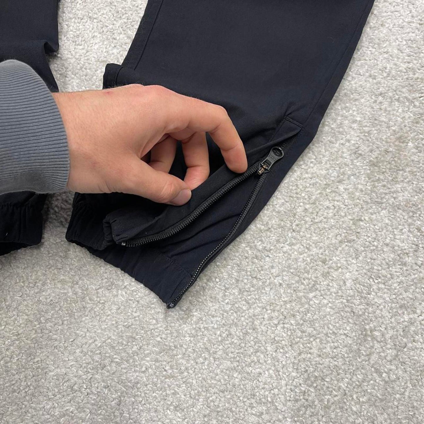 Black Nike tracksuit bottoms Medium y2k style sportswear track pants slim cuffed