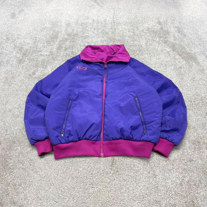 00s Columbia reversible windbreaker jacket XL womens padded y2k bomber style pink purple coat autumn
